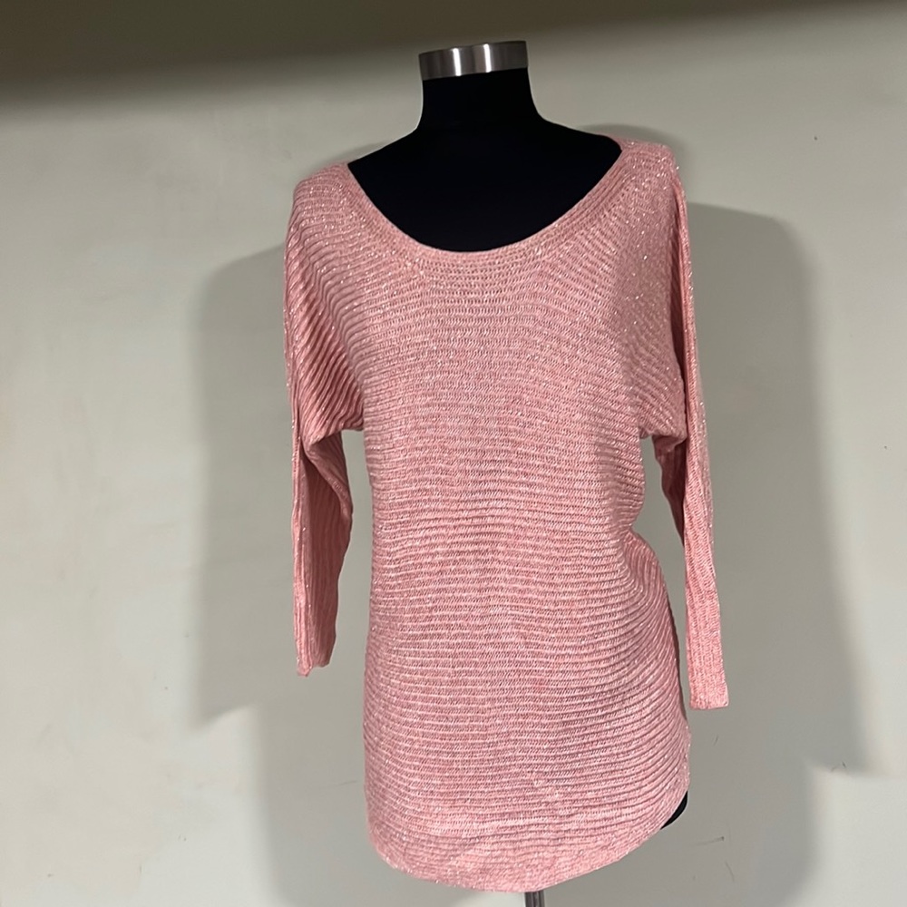 Stretchy PINK Sheer Glittery Sweater